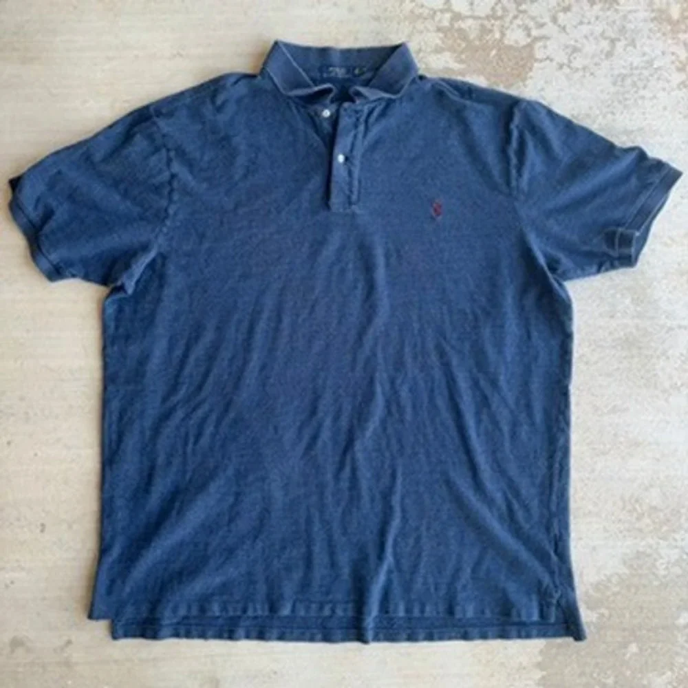 Polo Ralph Lauren 3XLT Short Sleeve Polo Shirt Blue Mens Cotton Preppy Flaw